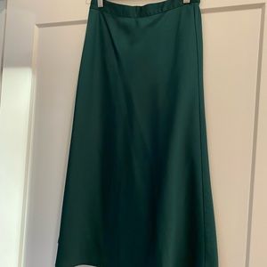 J Crew satin green midi skirt